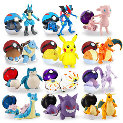 Pokemon Pokeball Figura Palla Pikachu Charizard Mewtwo Mew Eevee Gengar Lapras Blastoise Venusaur Gyarados Giocattolo Educativo Per Bambini