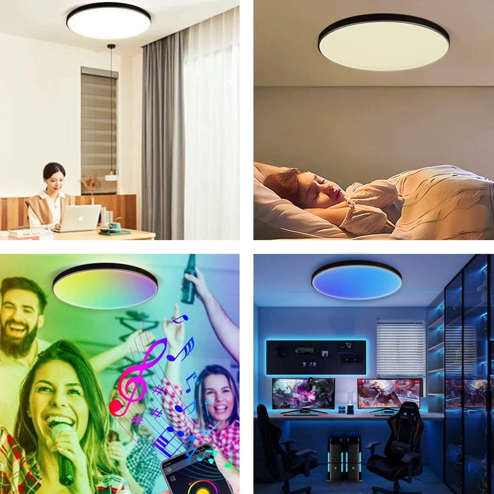 Plafoniera Led Dimmerabile con Controllo Remoto Rgb Bluetooth Tuya per Interni Alexa