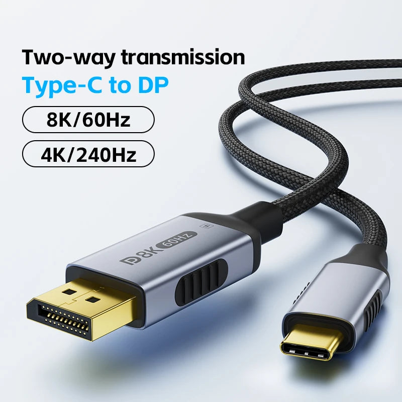 Cavo USB C a DisplayPort 2.1 8K60Hz 4K144Hz Thunderbolt 4 e 3 Tipo C a DP per MacBook Proiettore