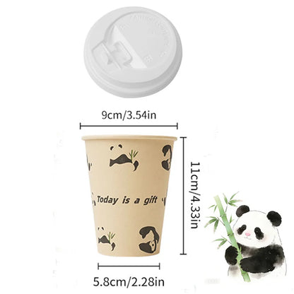 Bicchieri di Carta Usa e Getta con Coperchio 12 oz in Polpa di Bamboo per Bevande Calde o Freddo Ufficio e Casa
