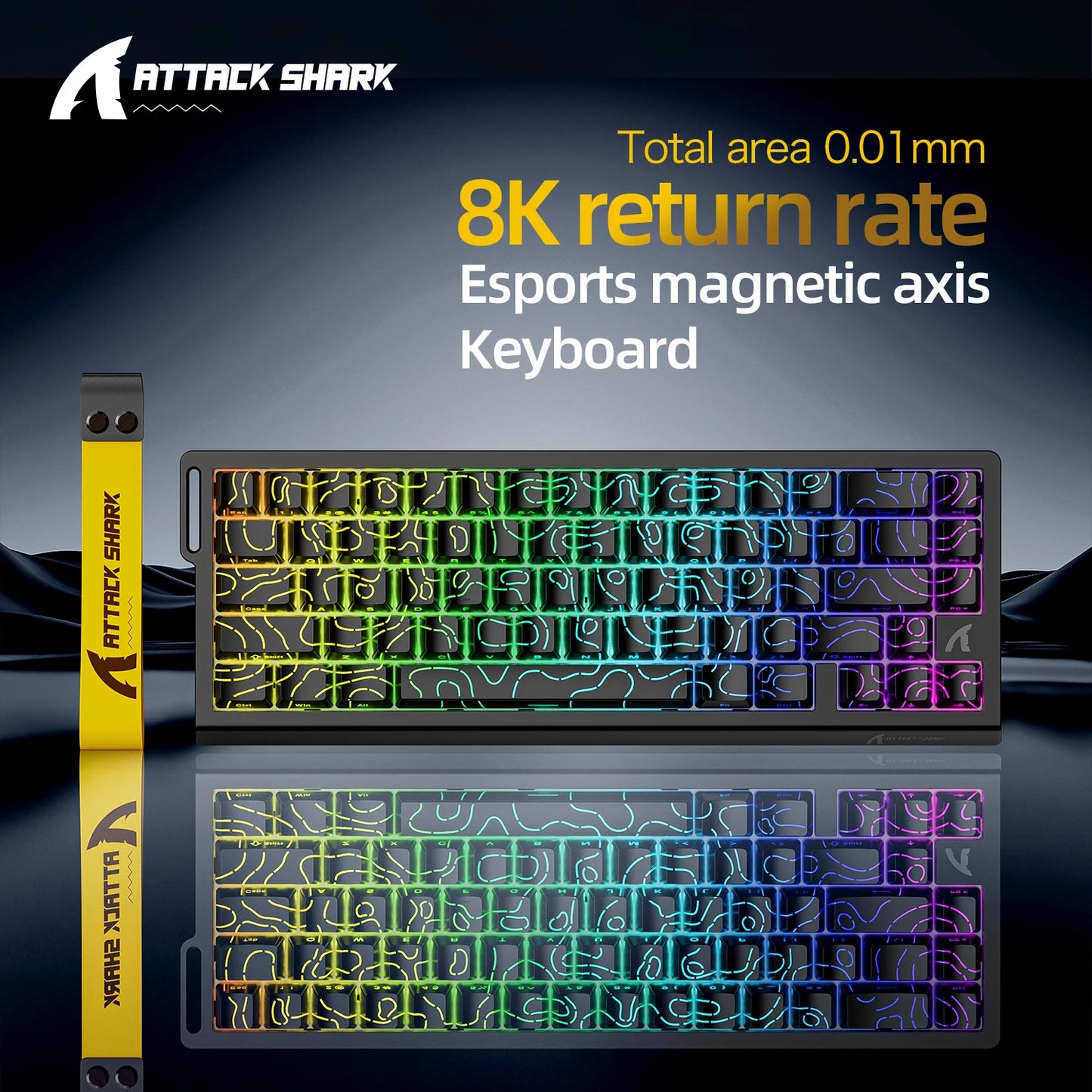 X68HE ATTACK SHARK Tastiera da gioco magnetica meccanica cablata per Pro Gaming Trigg rapido 0,01 mm 8000 Hz SOCD/Rs 0,125 ms 128 K Velocità