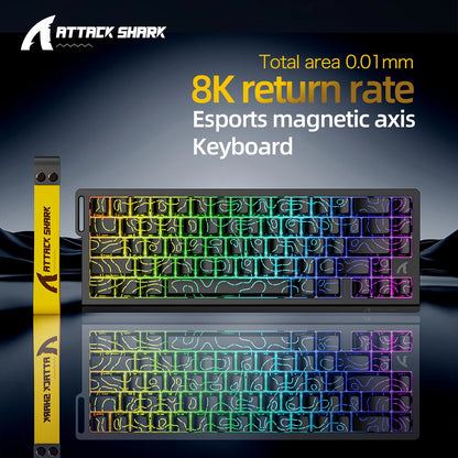 X68HE ATTACK SHARK Tastiera da gioco magnetica meccanica cablata per Pro Gaming Trigg rapido 0,01 mm 8000 Hz SOCD/Rs 0,125 ms 128 K Velocità