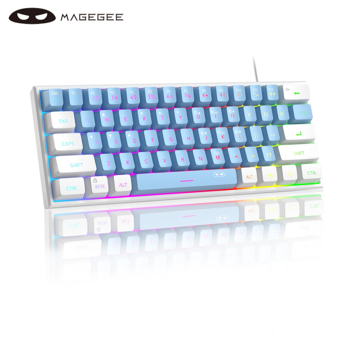 Tastiera Da Gioco MageGee Mini 60 Per Cento Con 61 Tasti Retroilluminata Rgb Ergonomica Impermeabile TS91