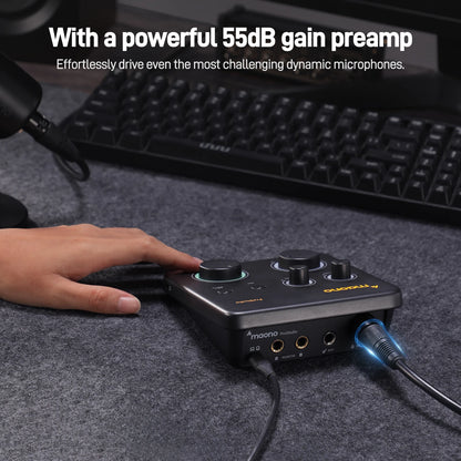 Interfaccia Audio USB MAONO PS22 Lite per PC, Ingresso XLR, 24-bit/192kHz, Software di Routing, Loopback ASIO per Registrazione Musica, Chitarra, DAW