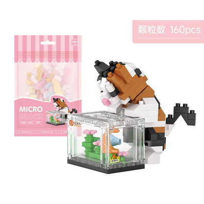 Kit Blocchi Di Costruzione Animali Gatto Acquario Per Bambini Unisex In Plastica Set Creativo