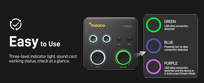 Interfaccia Audio USB MAONO PS22 Lite per PC, Ingresso XLR, 24-bit/192kHz, Software di Routing, Loopback ASIO per Registrazione Musica, Chitarra, DAW