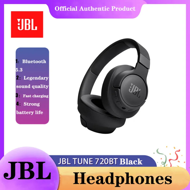 JBL TUNE 720BT Cuffie stile over-ear wireless Bluetooth originali autentiche Connessione multipunto pieghevole per musica sportiva