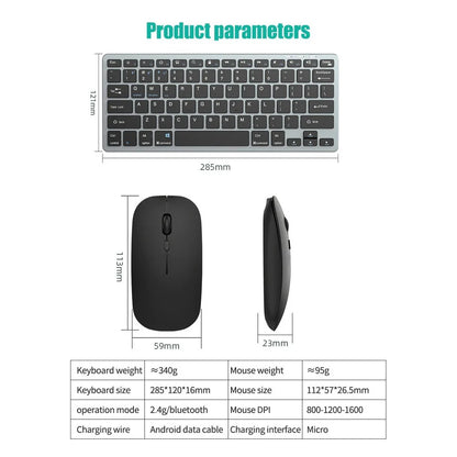 Set tastiera e mouse wireless 2.4G, combo tastiera e mouse Bluetooth 5.0, 2 modalità, mini tastiera e mouse per accessori PC portatili