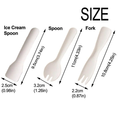 100 pezzi di imballaggio individuale cucchiaio forchetta cucchiaio usa e getta cucchiaio da gelato bianco ecologico cucchiaio per torta da dessert addensato degradabile