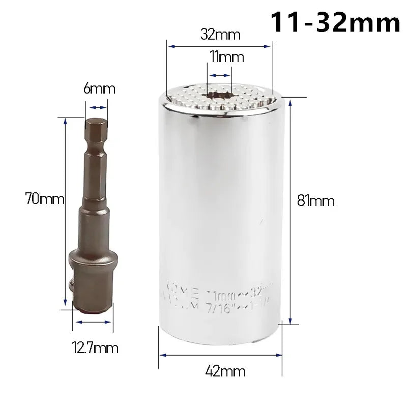 Onnfang 7-19/11-32mm chiave a cricchetto universale testa a bussola universale, chiave a bussola per uso domestico/chiave per utensili manuali