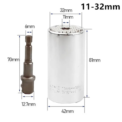 Onnfang 7-19/11-32mm chiave a cricchetto universale testa a bussola universale, chiave a bussola per uso domestico/chiave per utensili manuali