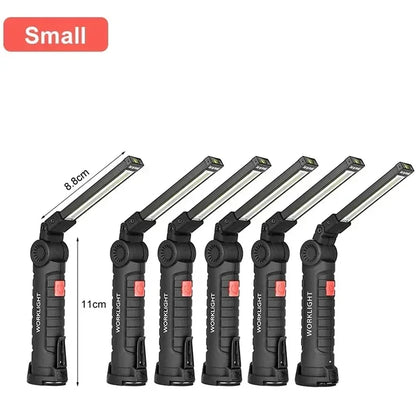 Lampada Da Lavoro Portatile Led Cob Ricaricabile Usb Con Gancio Magnetico E Power Bank