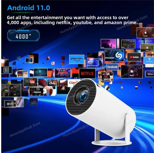Proiettore Portatile HY300 4K LCD, Proiezione Wireless, Schermo 40-130 Pollici, Android Mirroring