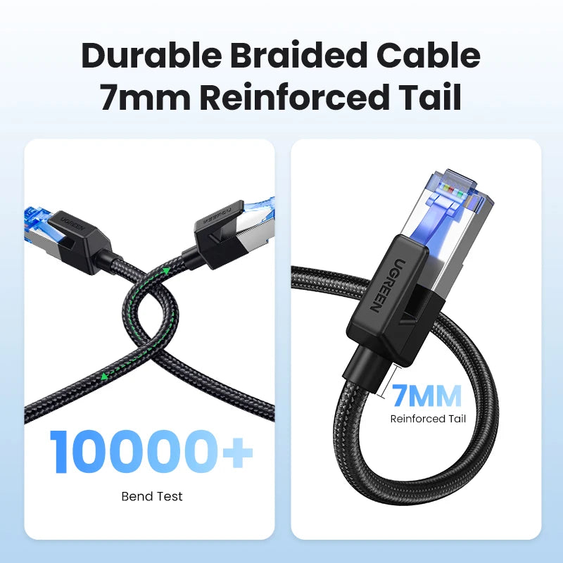 Cavo Ethernet UGREEN CAT8 40Gbps 2000MHz CAT 8 Cavo Lan Internet intrecciato in cotone per rete per PC portatile Cavo PS5 4 RJ45