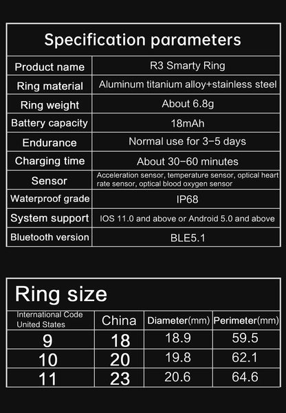 Anello Fitness Intelligente Per Huawei Xiaomi Tracciamento Attività Sonno Bluetooth Adatto iOS Android