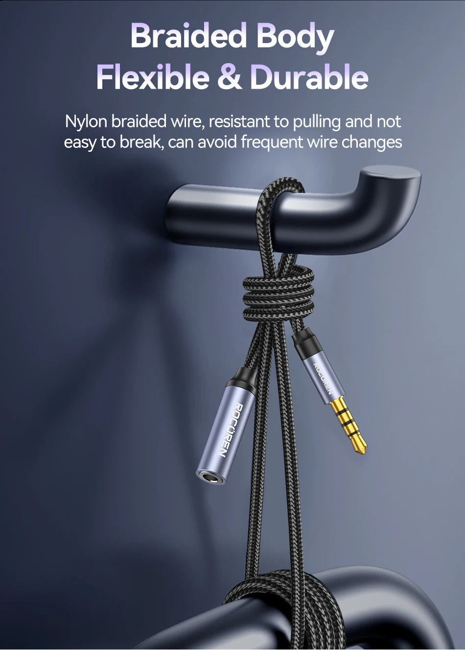 Rocoren Cavo AUX Jack da 3,5 mm Maschio a Femmina Estensione audio Convertitore cavo per altoparlante per cuffie per telefoni Laptop Tablet adattatore
