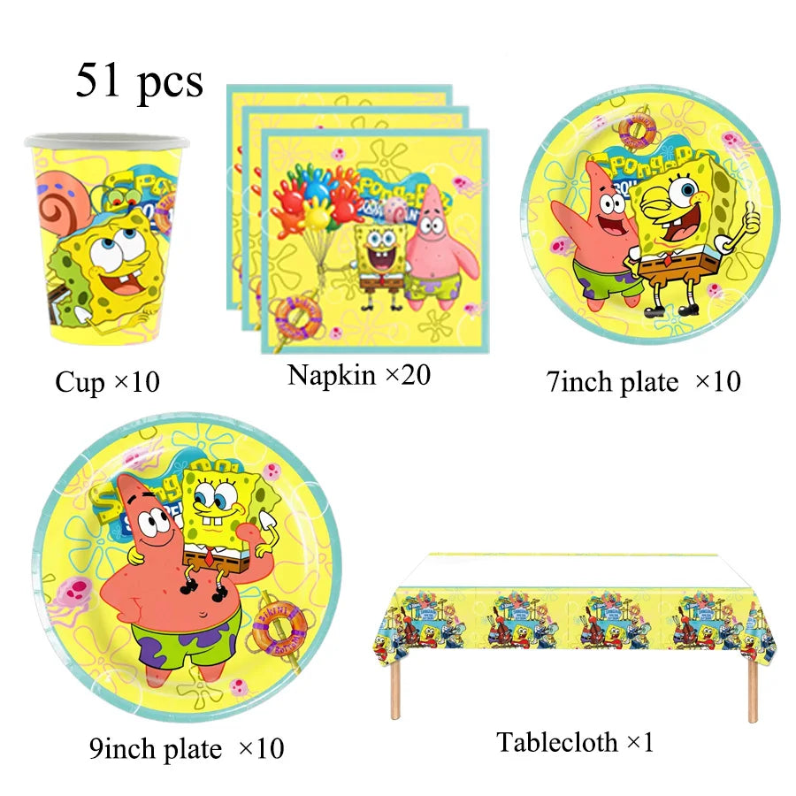 Tema Spongebob Decorazioni Festa Di Compleanno Set Usa E Getta Con Tovaglia Piatti Bicchieri Banner Bomboniere