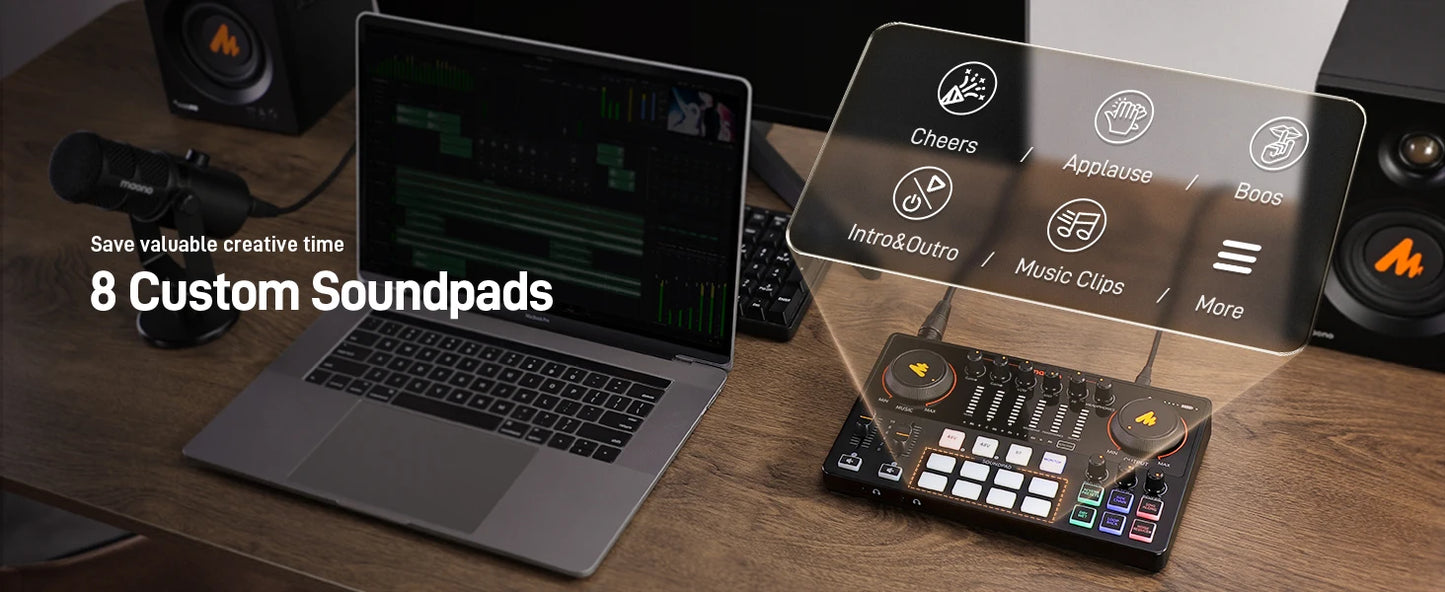 MaonoCaster E2 Gen2 Interfaccia Audio Mixer con Doppio Ingresso XLR per Podcast, Streaming Live e Gaming