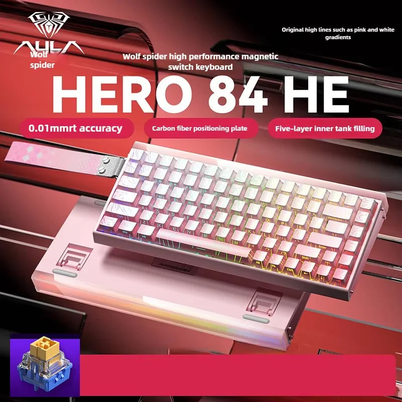 Tastiera Meccanica Da Gioco Aula Hero 84HE Con Interruttore Magnetico RGB Ergonomia