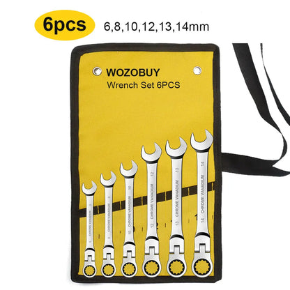 WOZOBUY Set di chiavi a cricchetto con testa flessibile - Chiavi combinate a cricchetto metriche Set di chiavi per ingranaggi CrV Set di strumenti di riparazione per chiavi per auto