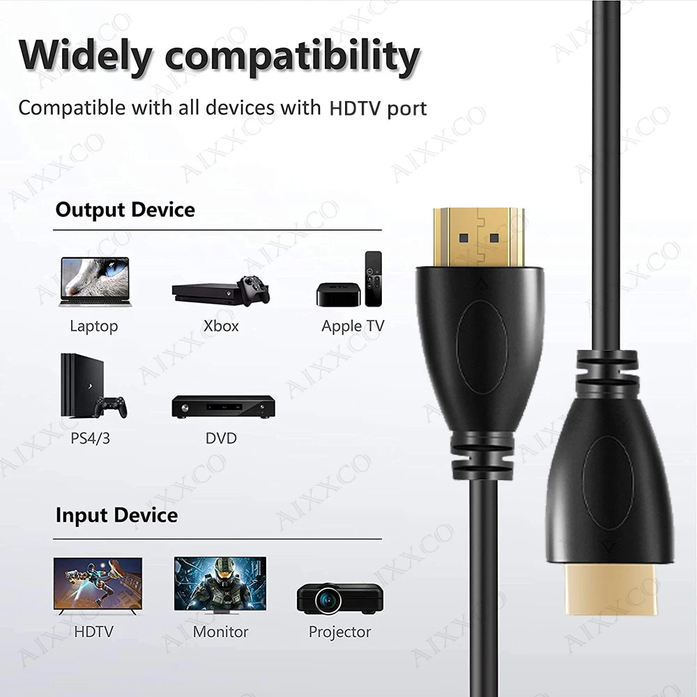 AIXXCO 0.5M 1.5M 1M 2M 3M 5M 10M 15M Placcato Oro Cavo compatibile HDMI 1.4 1080p Cavi video 3D per HDTV Splitter Switcher