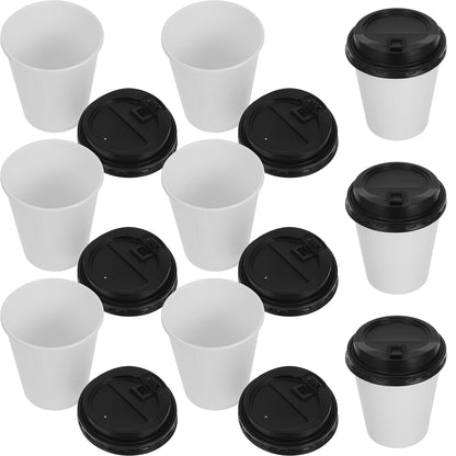 Tazze Da Caffè Usa E Getta Con Coperchio In Carta Kraft 50 Pezzi Per Ufficio Asporto