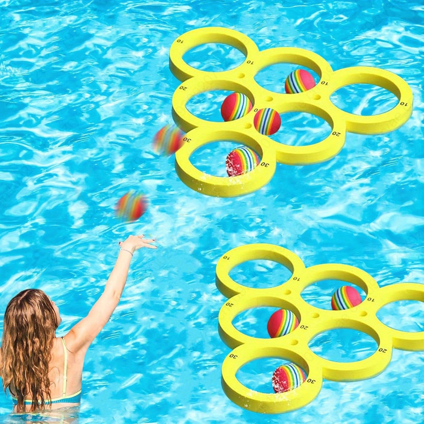 Set di Giochi di Lancio per Piscina 11 Pezzi Giocattoli Galleggianti per Sport Acquatici in Famiglia