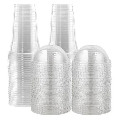 Bicchieri Di Plastica Trasparenti Con Coperchio Usa E Getta Per Bevande Capacità 460 O 600 Ml Set Da 40 E 50 Pezzi