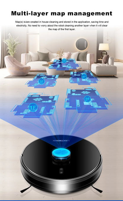 (codice promozionale:AEAE10) Liectroux Robot aspirapolvere, navigazione Laser, aspirazione 6500pa, mappa Multi-pavimento, straccio bagnato a forma di Y, zona No-Go APP personalizzata,