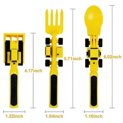 Stoviglie Per Bambini Set Auto Bulldozer Escavatore Pala Piatto Forchetta Cucchiaio BPA Free Ecologiche