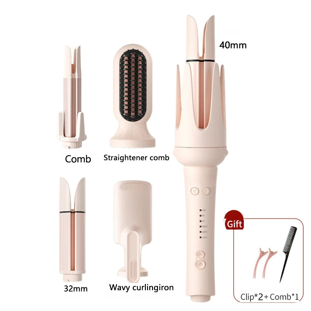 Ferro arricciacapelli automatico professionale Bigodino per capelli rotante a 3 velocità Bacchetta per styling riscaldata in ceramica con strumenti per lo styling per la cura dei capelli agli ioni negativi