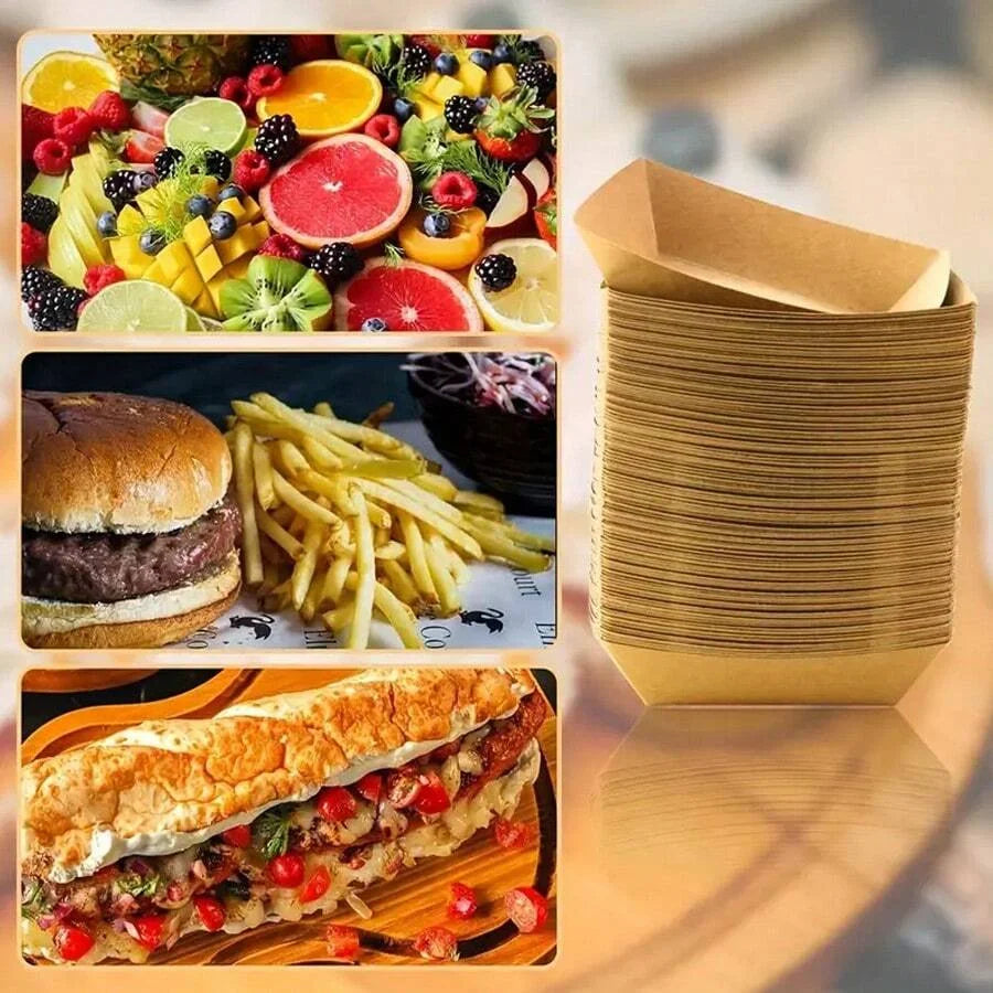 Vassoi Monouso In Carta Kraft Barchette Per Alimenti Usa E Getta Confezione Da 30 50 100 Pezzi