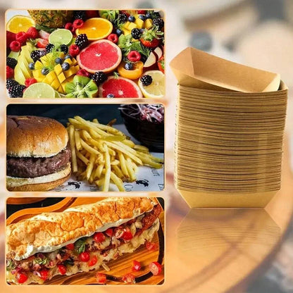 Vassoi Monouso In Carta Kraft Barchette Per Alimenti Usa E Getta Confezione Da 30 50 100 Pezzi