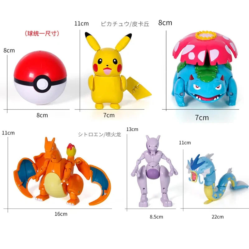 Pokemon Pokeball Figura Palla Pikachu Charizard Mewtwo Mew Eevee Gengar Lapras Blastoise Venusaur Gyarados Giocattolo Educativo Per Bambini