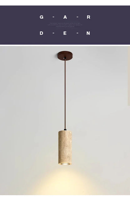 Lampada a Sospensione in Pietra Gialla Stile Giapponese Wabi Sabi per Camera da Letto e Bar