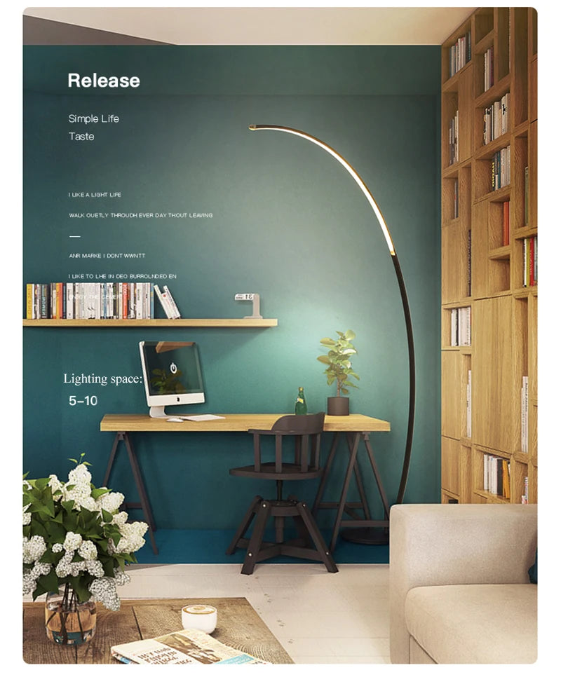 Lampada Da Terra Moderna A Arco Nordico Con LED Dimmabile E Telecomando Per Soggiorno E Camera Da Letto