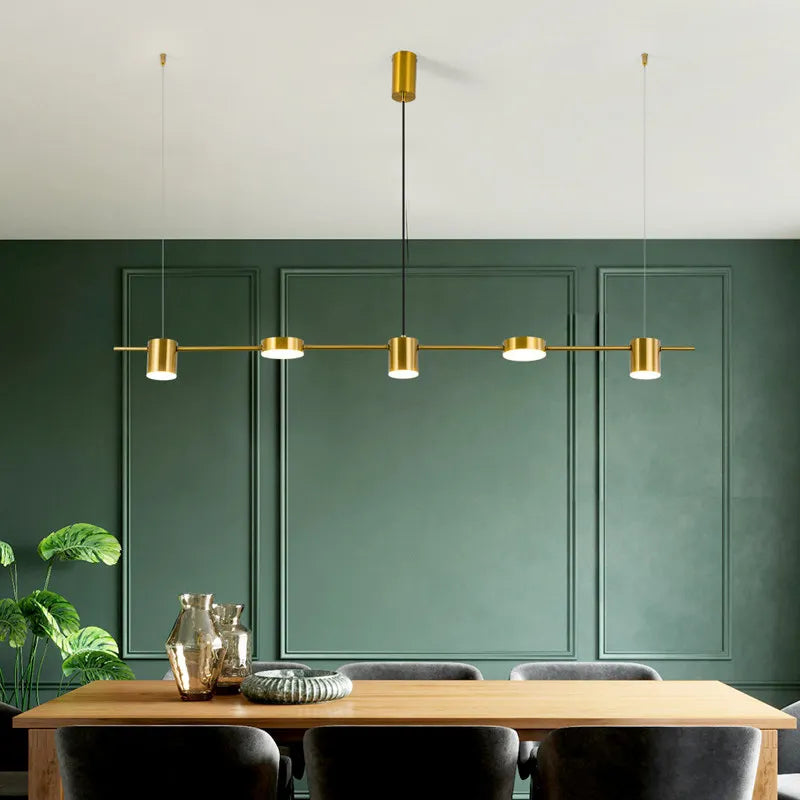 Lampada A Sospensione Postmoderna Tre Teste Per Ristorante In Ferro Nero E Oro Illuminazione Minimal Nordica Di Lusso
