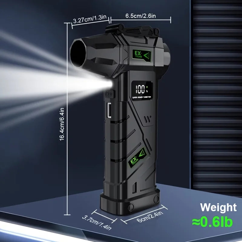 Ventilatore Portatile Getto Turbo Brushless Led Batteria Integrata Per Uso Domestico