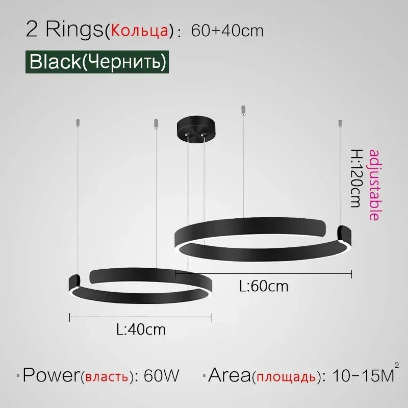Lampada LED Circolare Sospesa Moderna Oro Rosa Bianco Nero Per Soggiorno E Sala Da Pranzo