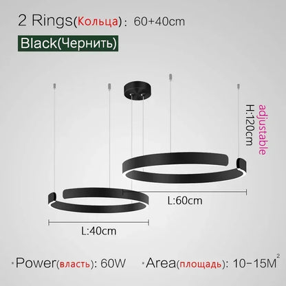 Lampada LED Circolare Sospesa Moderna Oro Rosa Bianco Nero Per Soggiorno E Sala Da Pranzo