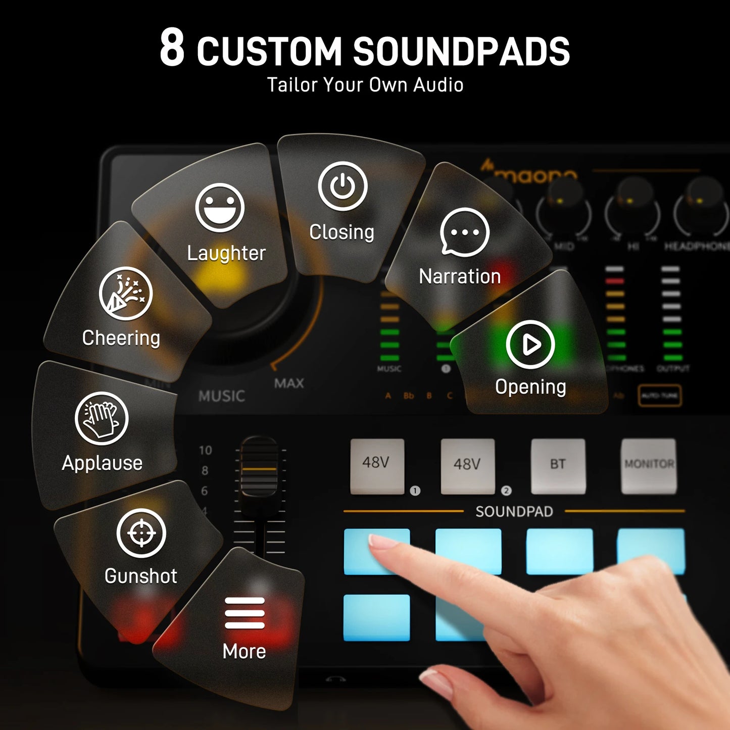 MaonoCaster E2 Gen2 Interfaccia Audio Mixer con Doppio Ingresso XLR per Podcast, Streaming Live e Gaming