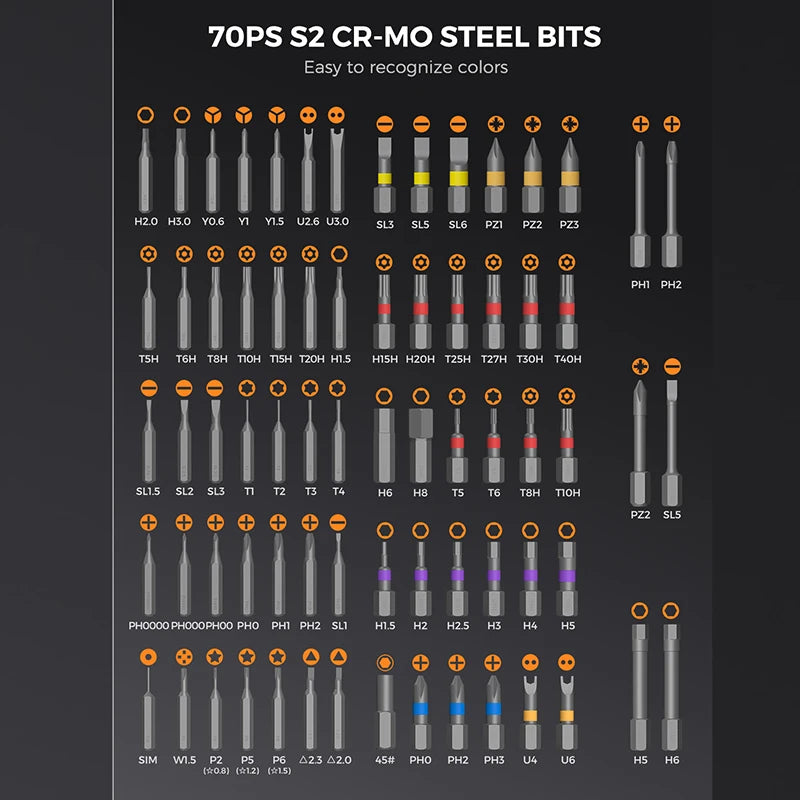Set Cacciaviti Cricchetto 74 in 1 in Con Maniglia a T Portatile per Riparazioni Fai da Te Mobili Computer Biciclette