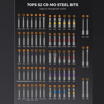 Set Cacciaviti Cricchetto 74 in 1 in Con Maniglia a T Portatile per Riparazioni Fai da Te Mobili Computer Biciclette