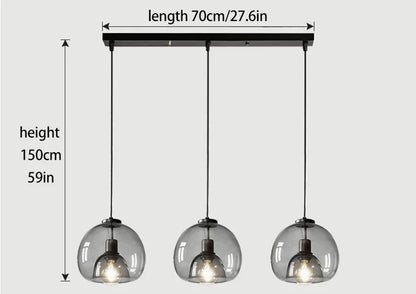 Lampadario A LED In Vetro Sospensione Moderna Grigio Per Soggiorno Pranzo Cucina E Camera Da Letto