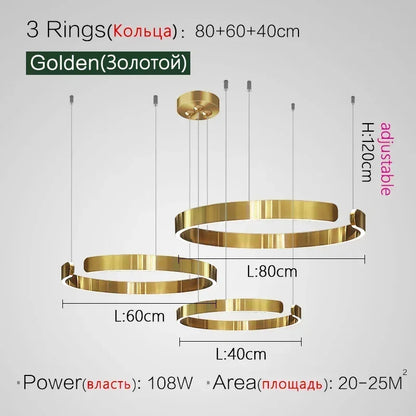 Lampada LED Circolare Sospesa Moderna Oro Rosa Bianco Nero Per Soggiorno E Sala Da Pranzo