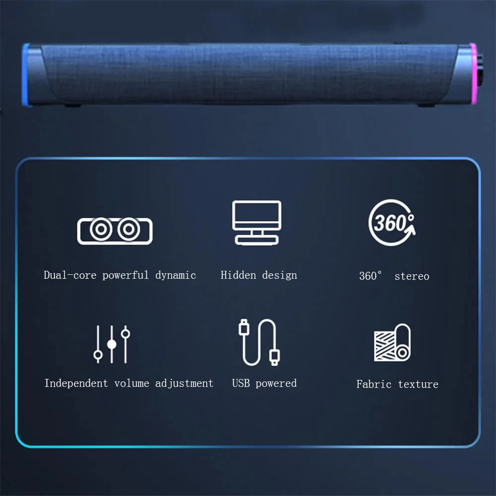 Altoparlante cablato per computer 4D Barra Bluetooth Suono stereo Subwoofer Altoparlante soundbar surround per MacBook Laptop Notebook Gioco per PC
