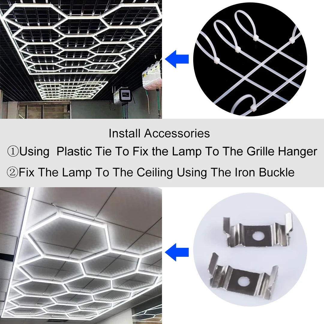 Luce Led Esagonale Da Soffitto 6500K Ultra Luminosa 2000 Lumen Per Garage Seminterrato E Palestra Casa 50000 Ore