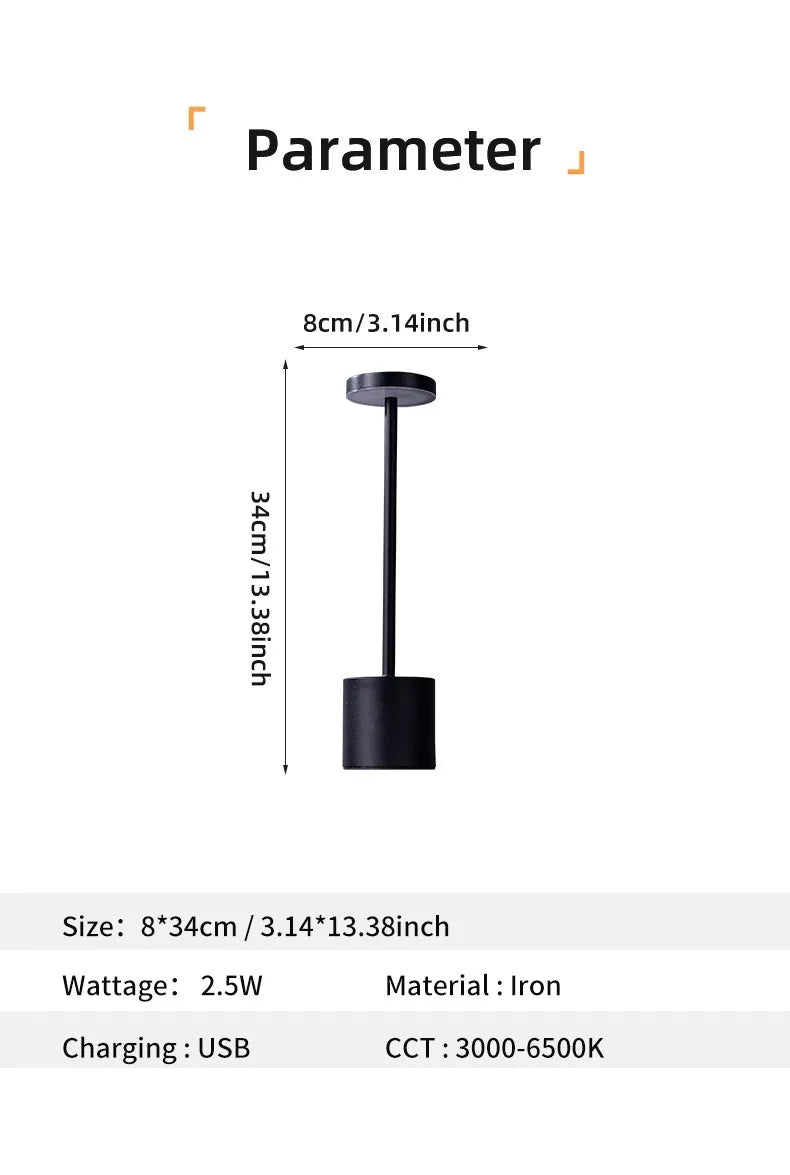 Lampada Da Tavolo Led Ricaricabile Portatile Con Controllo Touch Tre Colori Regolabile Per Camera