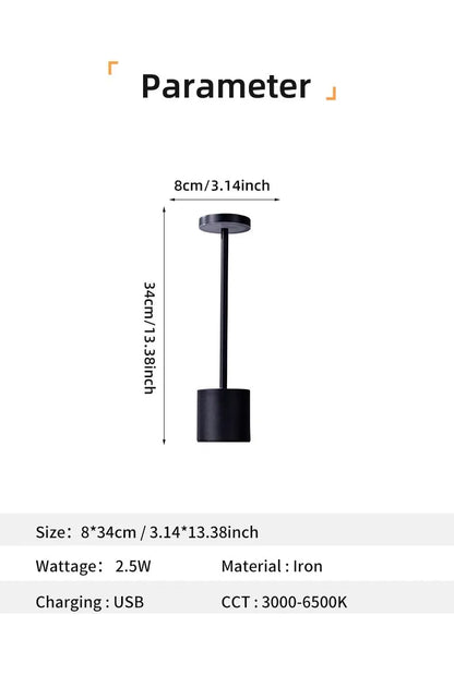 Lampada Da Tavolo Led Ricaricabile Portatile Con Controllo Touch Tre Colori Regolabile Per Camera