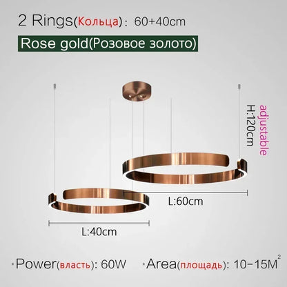 Lampada LED Circolare Sospesa Moderna Oro Rosa Bianco Nero Per Soggiorno E Sala Da Pranzo